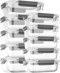 Glass Meal Prep Containers 10 Pack - Leak-Proof Glass Food Storage