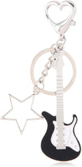 Punk Music Guitar Keychain Y2k Heart Star Bass Pendant - Stylish