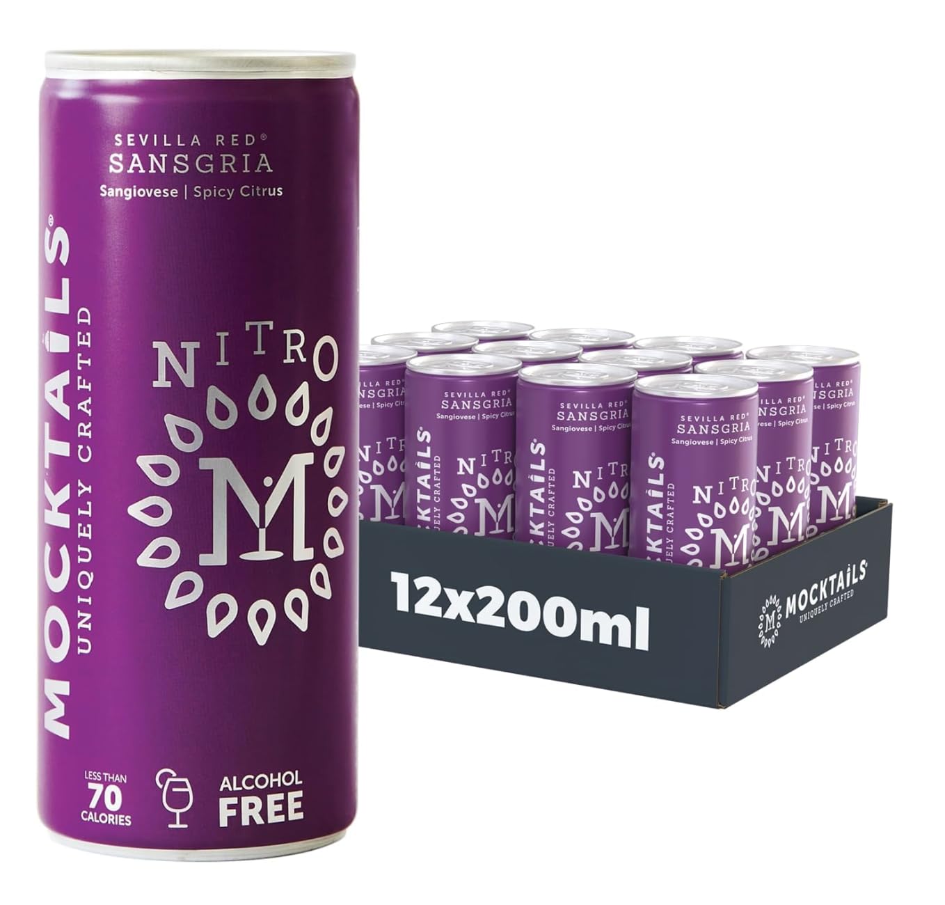 NITRO Mocktails Sansgria 12-Pack - Delicious Non-Alcoholic Beverage