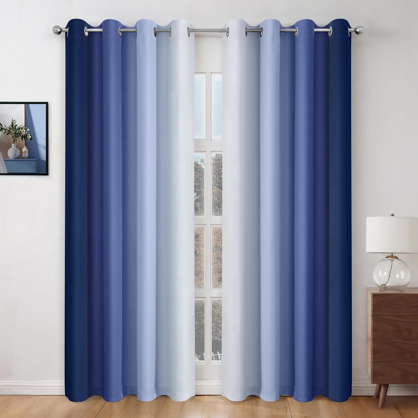 Navy Blue Ombre Blackout Curtains for Stylish Room Decor