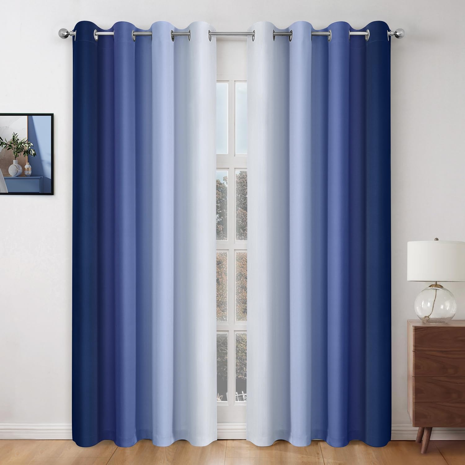 Navy Blue Ombre Blackout Curtains for Stylish Room Decor