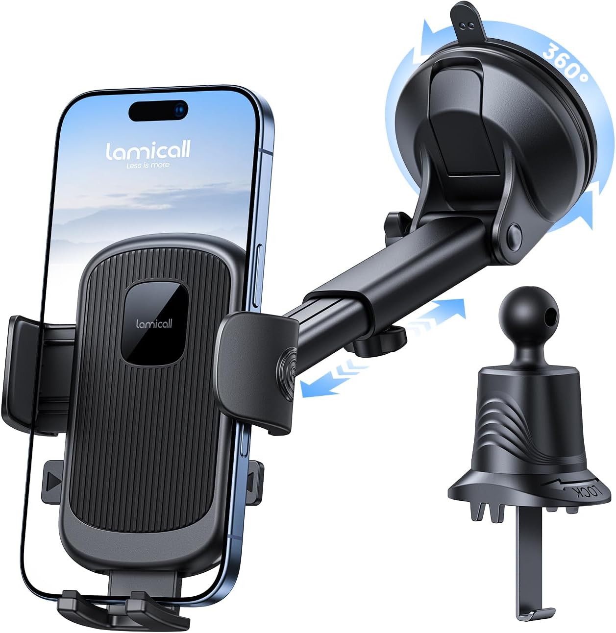 Secure 360 Rotation Car Phone Holder by Lamicall