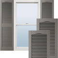 12W x 75H Tuxedo Grey Vinyl Open Louver Shutters - Easy Install