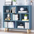 IOTXY Wooden Open Shelf Bookcase - 3-Tier 7-Cube Bright Blue
