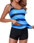 Two Piece Tankini Swimsuit with Shorts - Tummy Control Fit