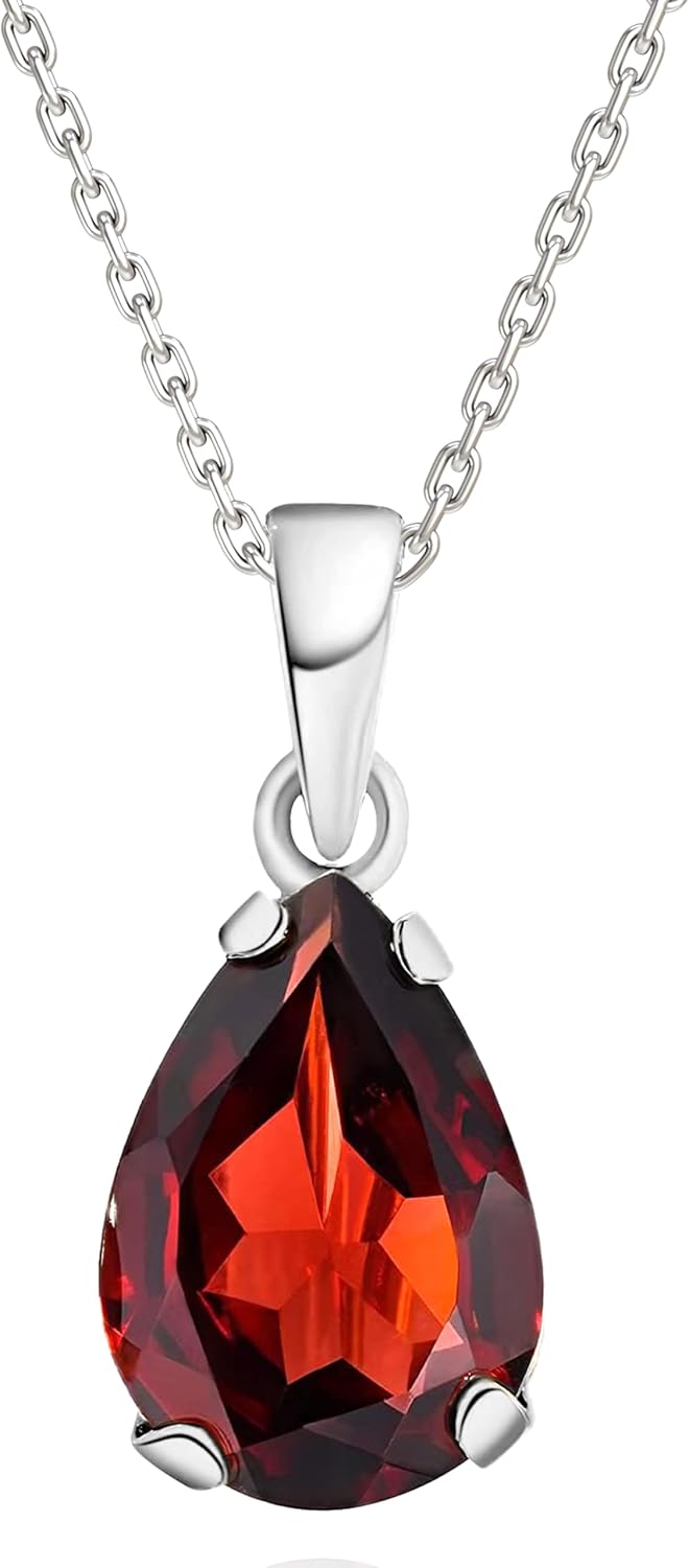 Women's 14K White Gold Gemstone Necklace - Elegant Gift Idea