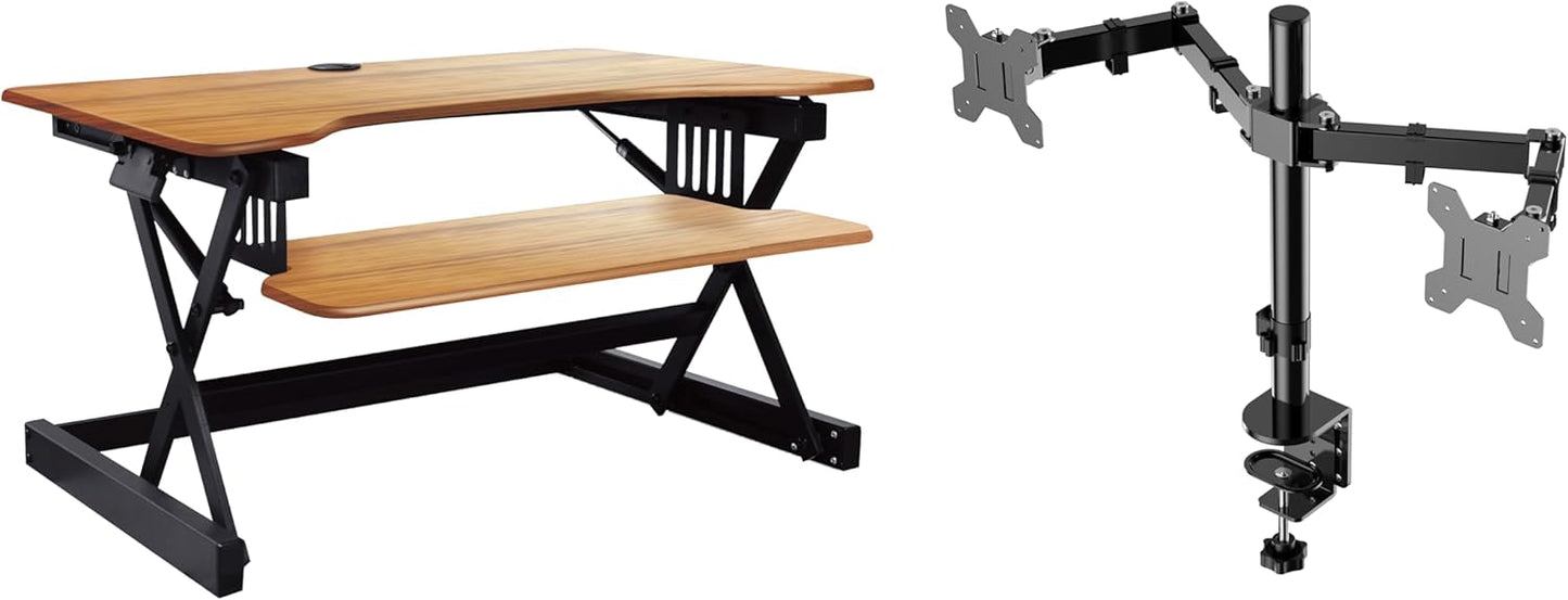 Rocelco 40in Large Height Adjustable Standing Desk Converter Bundle
