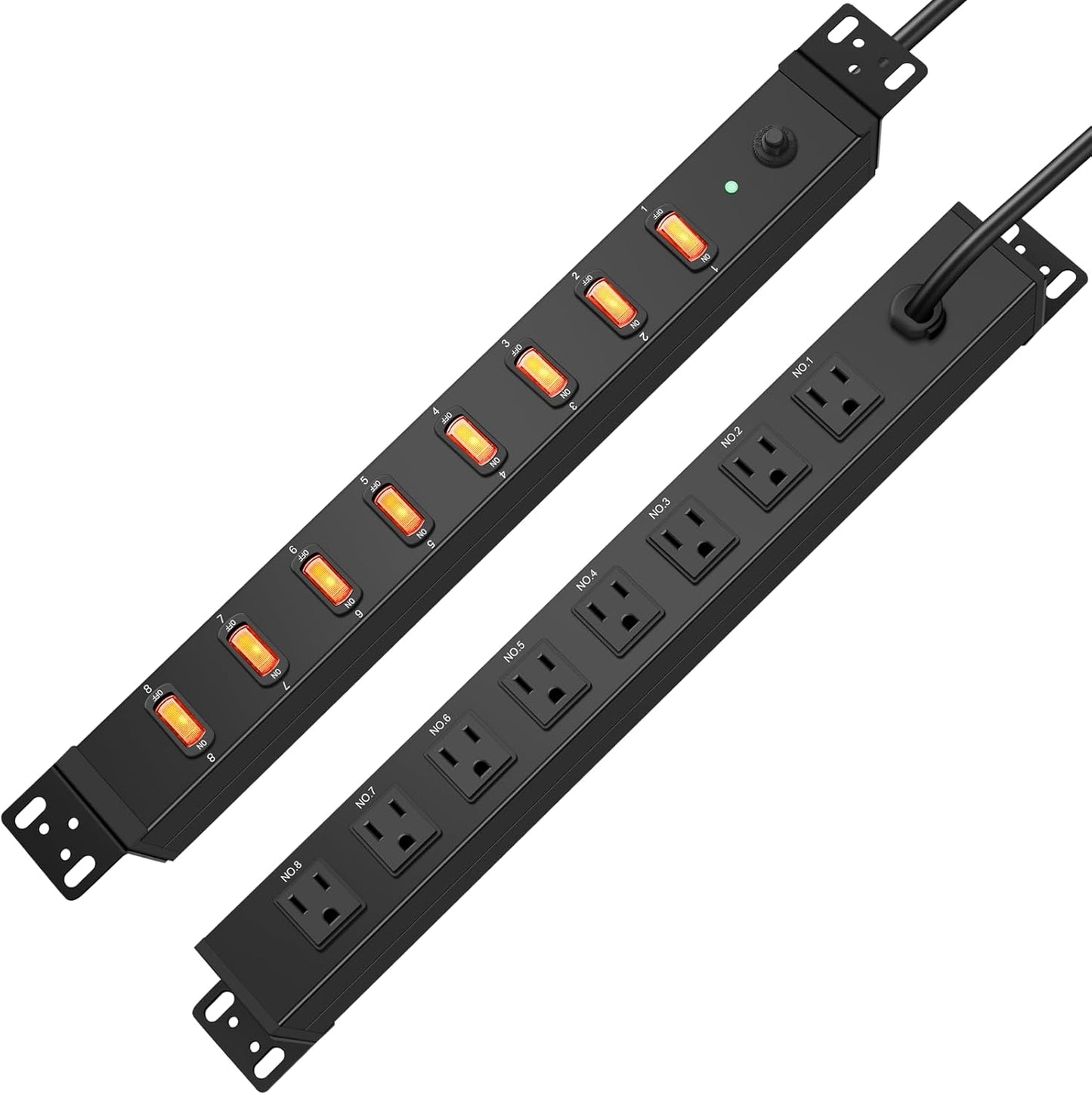 HHSOET 1U Rack Mount Surge Protection Power Strip with 15ft Cord