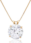 MAX + STONE 14k Gold 8mm Solitaire CZ Pendant Necklace - Everyday