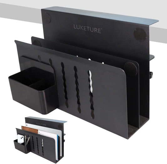 LUKETURE 2 Tier Side Desk Organizer - No Drill, Space-Saving Solution for Office & Home
