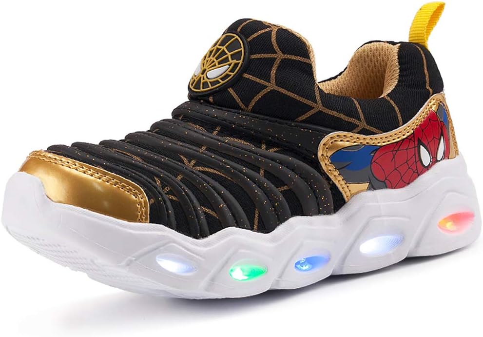 YUNICUS Kids Light Up Shoes with Spider Design for Fun Play
