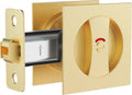 Brushed Gold Square Pocket Door Lock with Indicator - Sleek Flush
