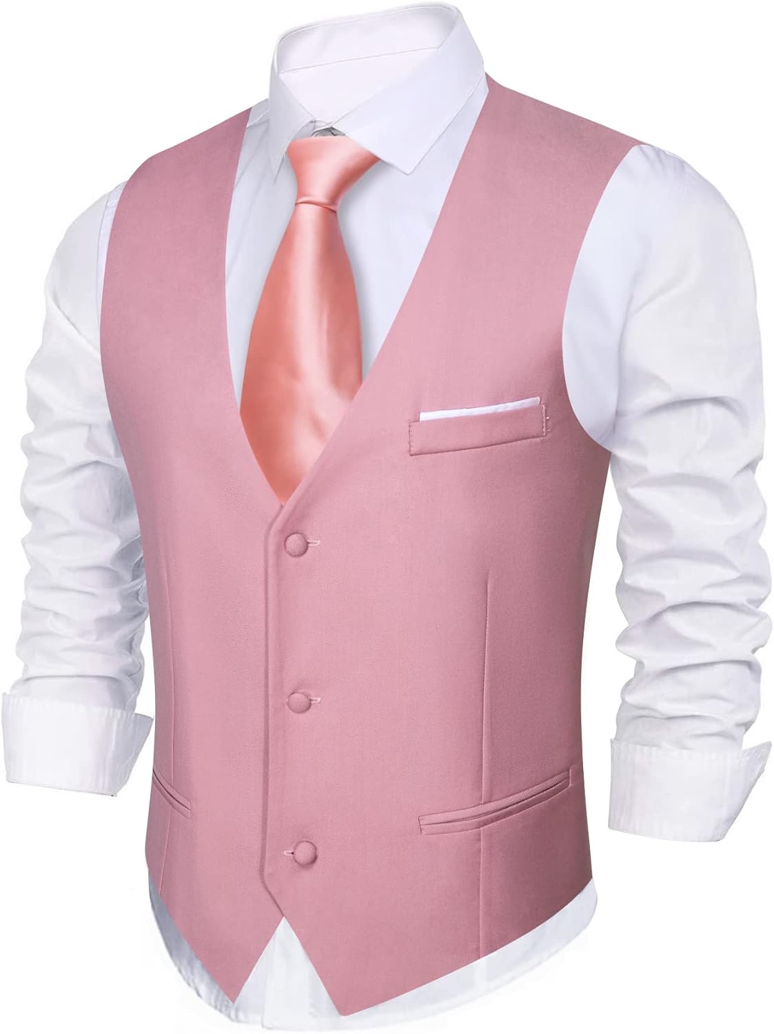 Barry.Wang Mens Suit Vest Slim Fit V-Neck for Formal Events