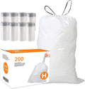 Code H 8-9 Gallon Drawstring Trash Bags (200 Count) - Heavy Duty Fit