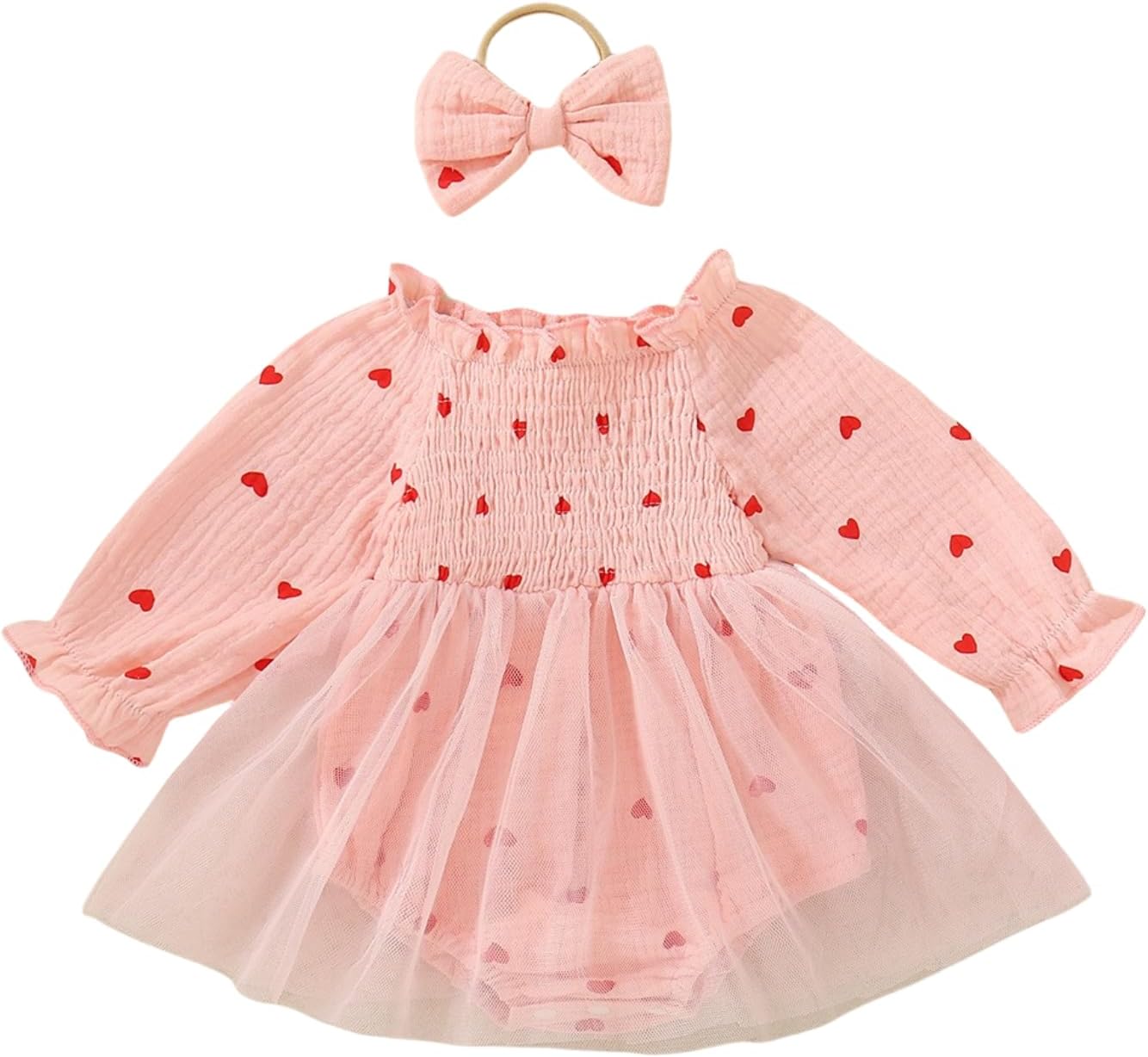 Baby Girl Valentines Day Tulle Romper Set