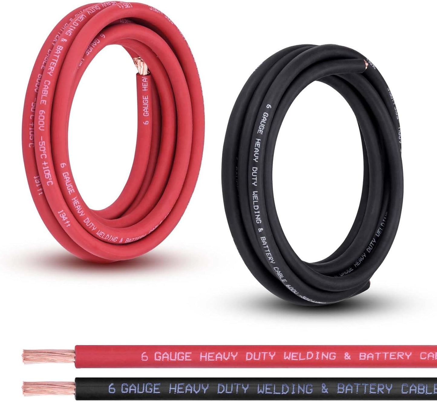 6 Gauge Battery Cable - 10FT Red and Black Pure Copper Wire