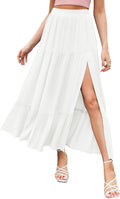 HAEOF Women's 2025 Summer Flowy Boho Maxi Skirt - Lightweight, Pockets