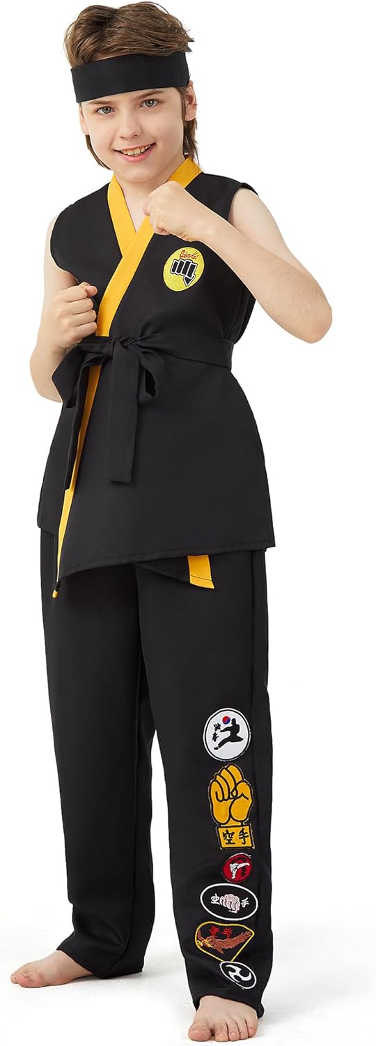 Karate Costume for Kids Halloween Cosplay Outfit with Black Belt