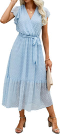 Bohemian Floral Wrap Midi Sun Dress - Flowy Summer Comfort