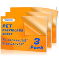 Plexiglass Sheets 24x36 1/8in 3-Pack - Clear PET Panels for DIY