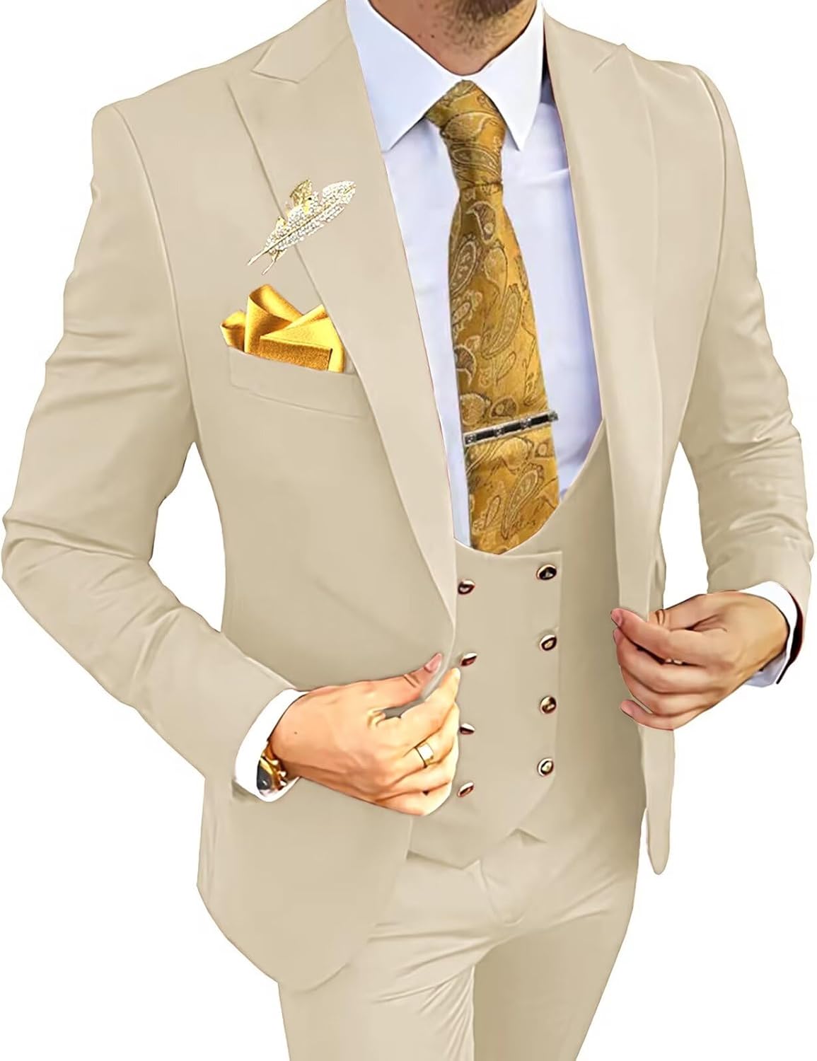 Wangyue 3 Piece Men's Slim Fit Suits for Weddings and Prom
