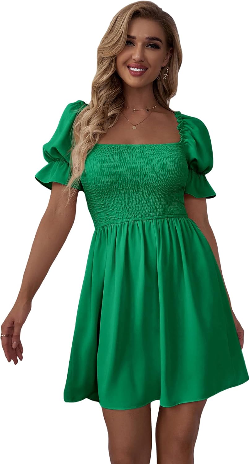 WDIRARA Women's Square Neck Flounce Dress for Every Occasion