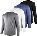 Liloak 4Pack Mens Henley T-Shirts - Comfortable Multipack Essentials