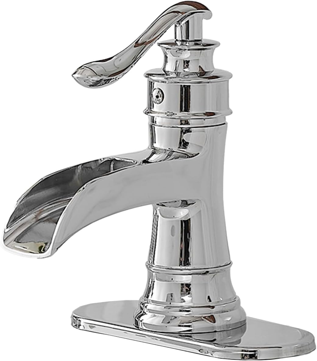 BWE Bathroom Faucet Chrome Waterfall Sink with Elegant Design