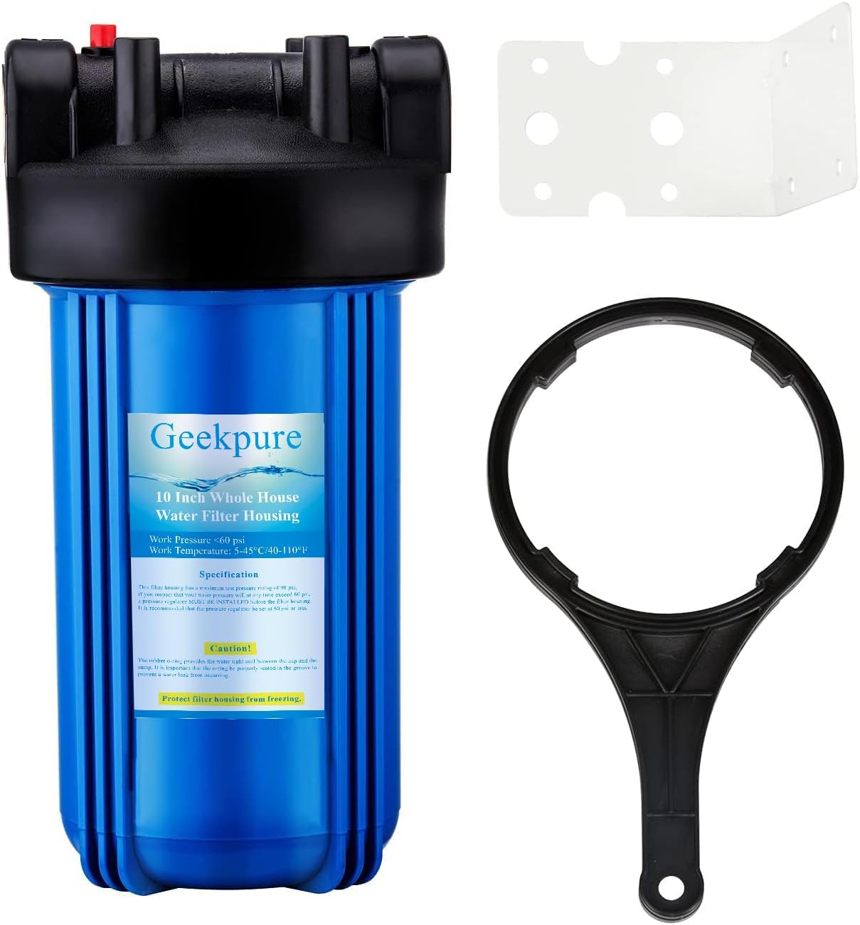 Geekpure 10-Inch Whole House Water Filter Housing for Pure Water