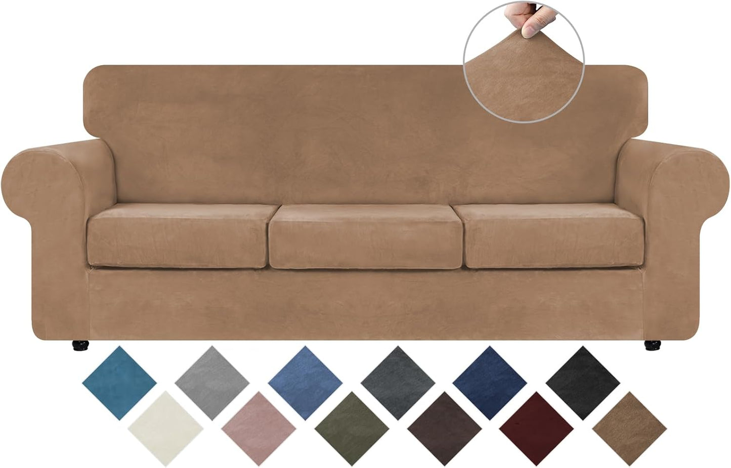 High Stretch Couch Covers for 3 Cushion Sofa by WEERRW