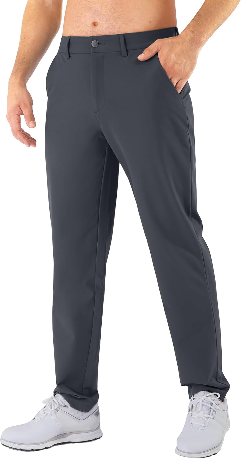 Mens Golf Pants Stretch Classic Fit Quick Dry Casual Trousers