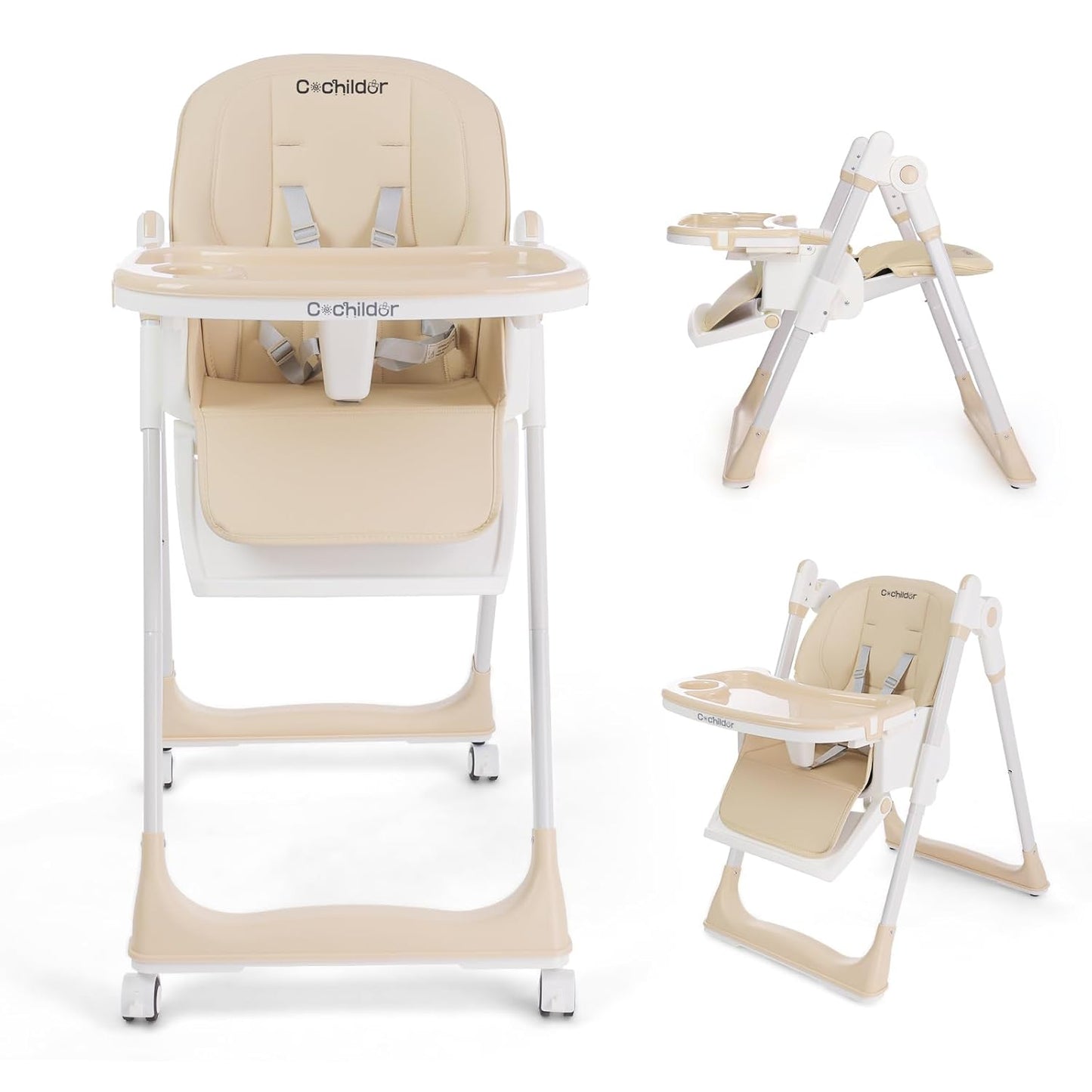 3-in-1 Foldable High Chair for Babies & Toddlers with Safety
