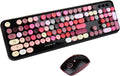 Wireless Keyboard and Mouse Combo with Round Keycaps - Retro Full-Size