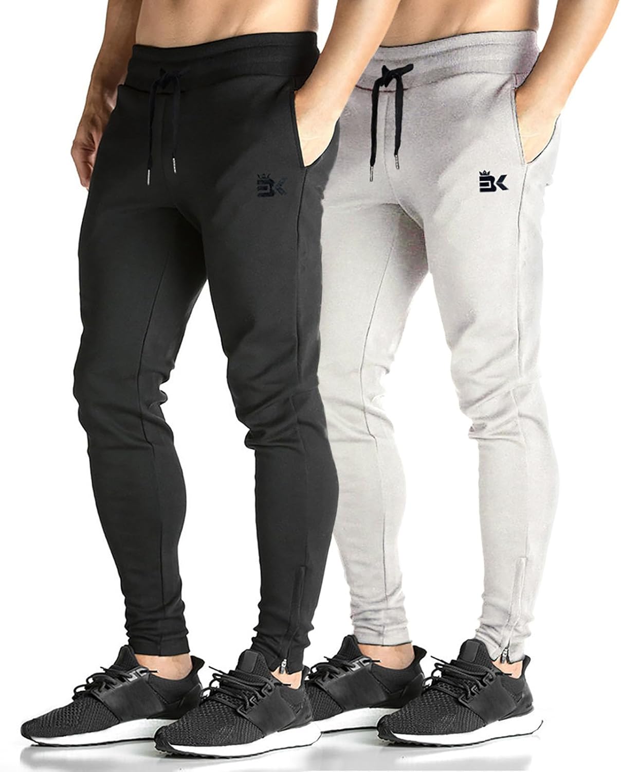 BROKIG Mens Zip Joggers Pants for Comfortable Gym Workouts