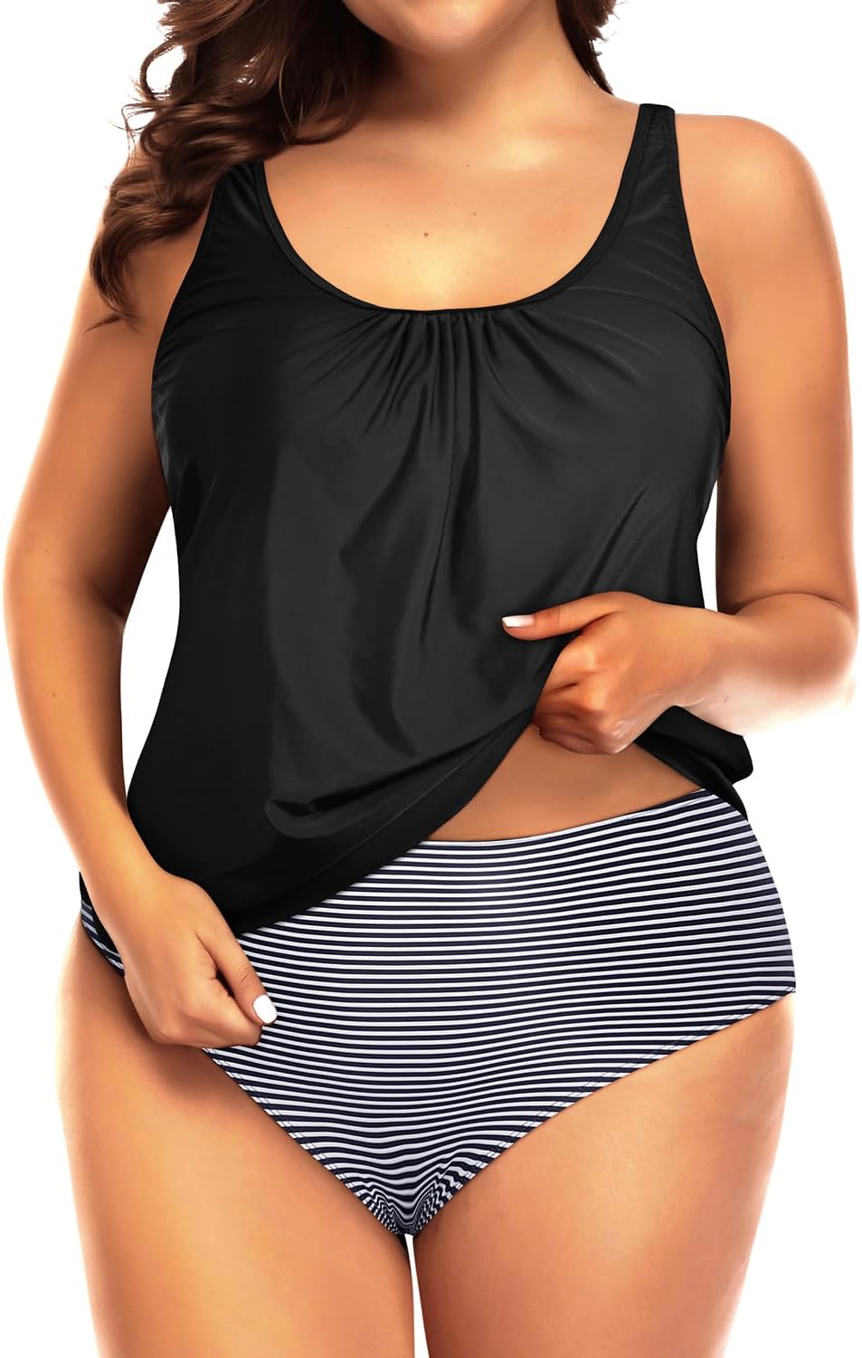 Plus Size Two Piece Swimsuit with Tummy Control for Women