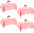 4 Pack Rectangle Tablecloth 60x126 in Pink - Washable Party Covers