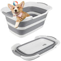 Collapsible Dog Bathtub with Drain Hole - Portable Foldable Pet Tub