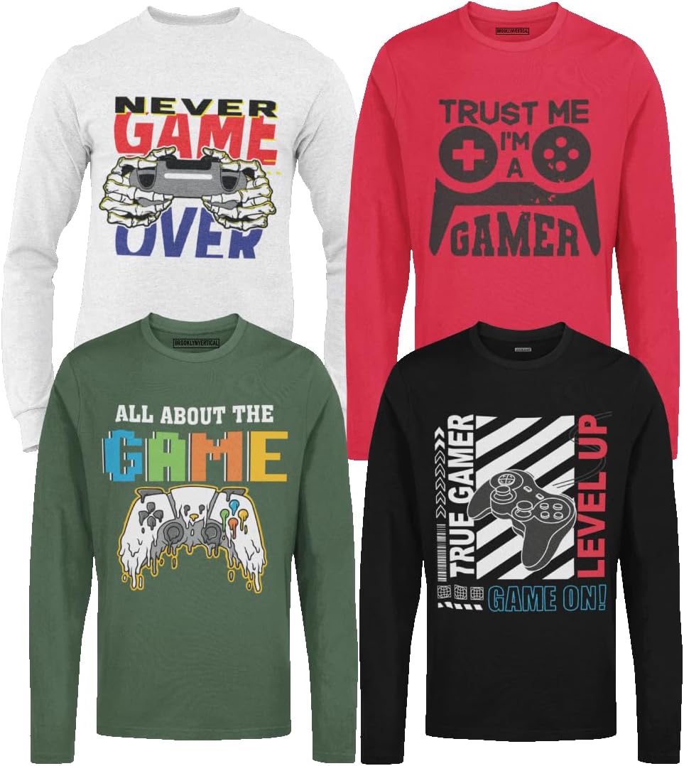 Brooklyn Vertical 4-Pack Boys Long Sleeve Crew Neck T-Shirts