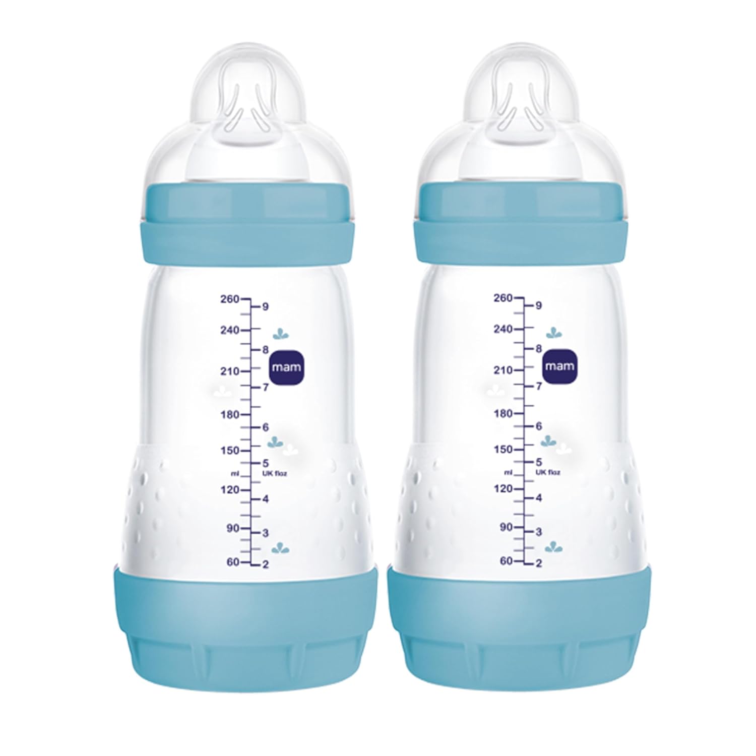 MAM Easy Start Anti-Colic Bottles, Medium Flow Nipples, Blue - Happy Baby Essential