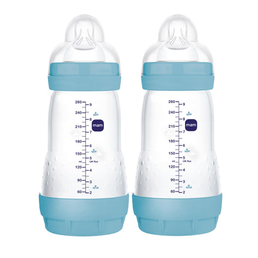 MAM Easy Start Anti-Colic Bottles, Medium Flow Nipples, Blue - Happy Baby Essential