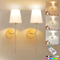Battery Operated Wall Sconce Set of 2 - Gold Rechargeable Lights