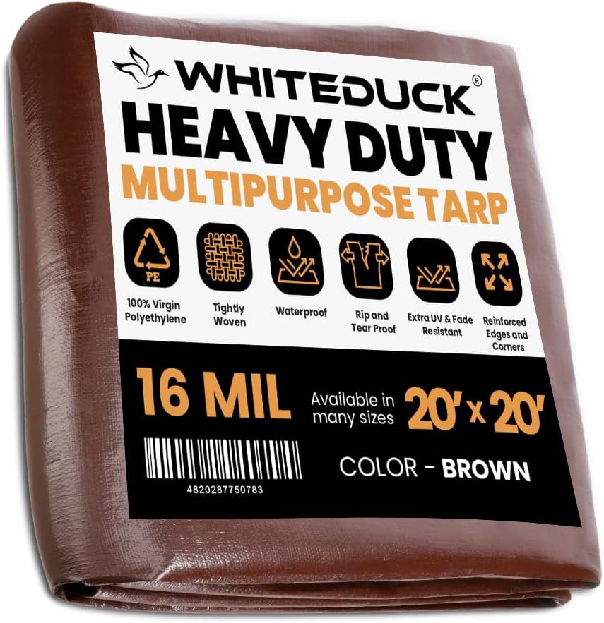 WHITEDUCK 20ft x 20ft Heavy Duty Poly Tarp Cover for All Weather