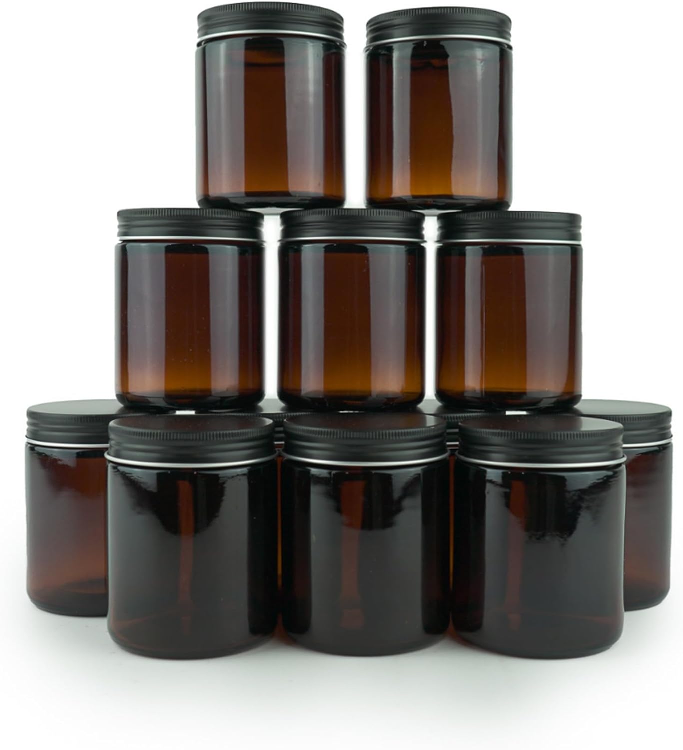 Durable Glass Amber 8oz Jars for Beauty Products and More