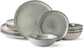 AmorArc Ceramic Dinnerware Set 12pc - Handmade Reactive Glaze Sets