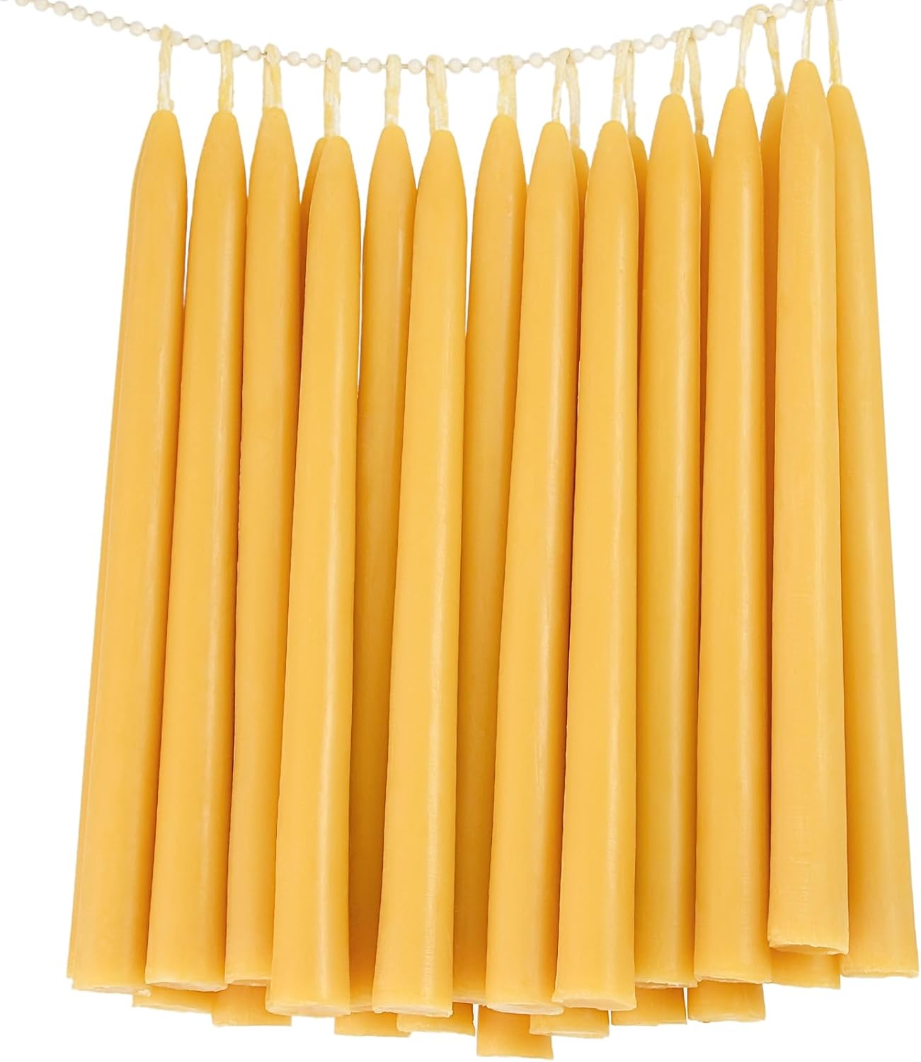 24 Pack Natural Beeswax Taper Candles - Dripless 10 inch Yellow