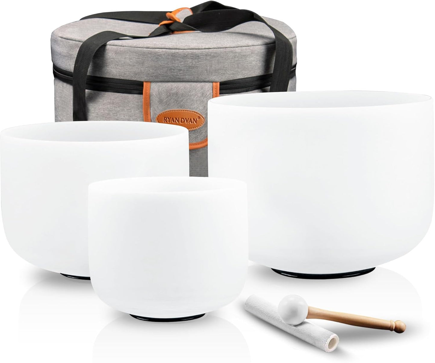 432Hz Crystal Singing Bowl Set of 3 for Meditation & Healing