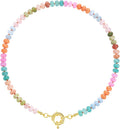 Beaded Gemstone Choker Necklace 16in - Colorful Boho Summer Style