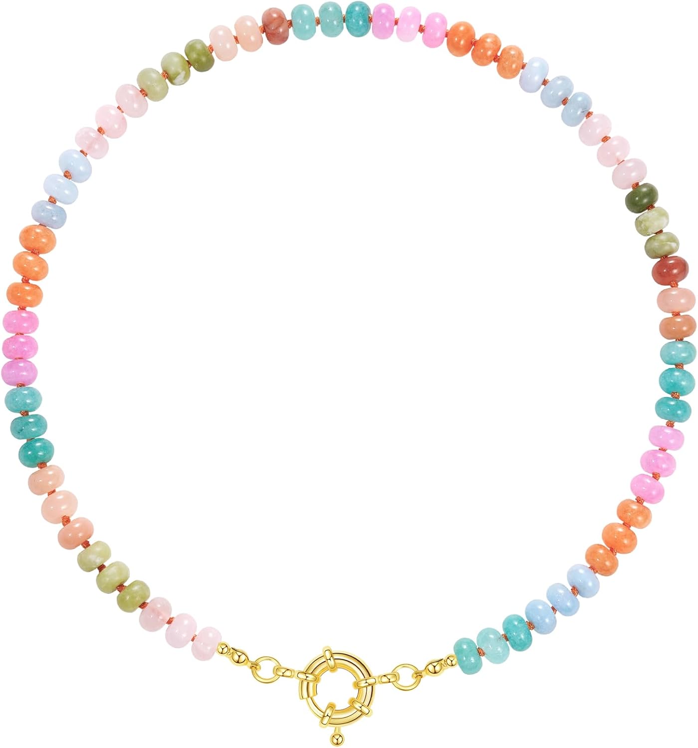 KissYan Beaded Gemstone Necklace for Women - Colorful Boho Choker