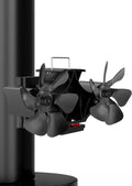 Wood Stove Fan Heat Powered Flue-Mount Dual Motor - Quiet Circulation