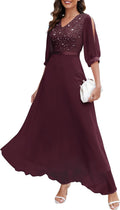 Women's Sequin Maxi Dress with Split Sleeves - Sparkly Evening Gown